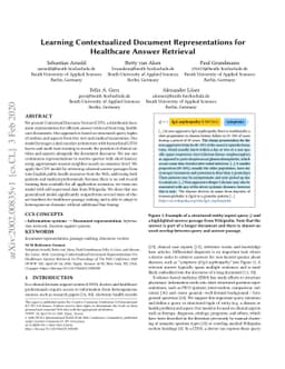 Learning Contextualized Document Representations for Healthcare Answer
  Retrieval