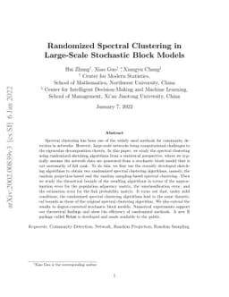 Randomized Spectral Clustering in Large-Scale Stochastic Block Models
