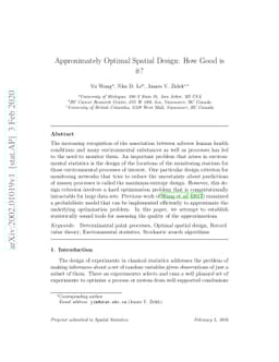 Approximately Optimal Spatial Design: How Good is it?
