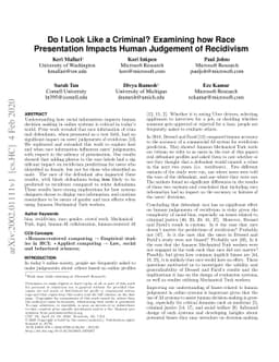 Do I Look Like a Criminal? Examining how Race Presentation Impacts Human
  Judgement of Recidivism