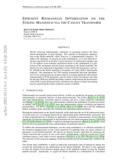 Efficient Riemannian Optimization on the Stiefel Manifold via the Cayley
  Transform