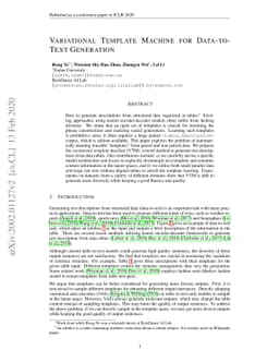 Variational Template Machine for Data-to-Text Generation