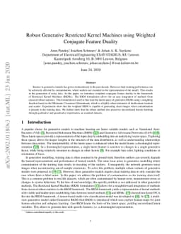 Robust Generative Restricted Kernel Machines using Weighted Conjugate
  Feature Duality