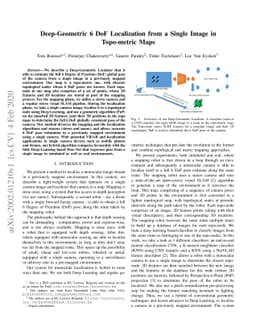 Deep-Geometric 6 DoF Localization from a Single Image in Topo-metric
  Maps