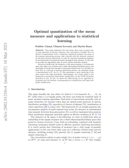 Optimal quantization of the mean measure and applications to statistical
  learning