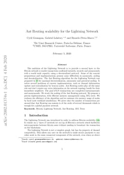 Ant Routing scalability for the Lightning Network
