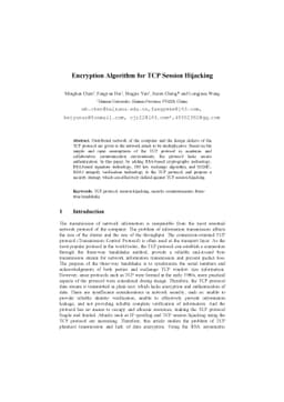 Encryption Algorithm for TCP Session Hijacking