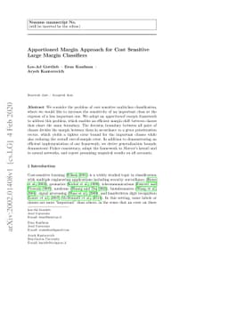 Apportioned Margin Approach for Cost Sensitive Large Margin Classifiers