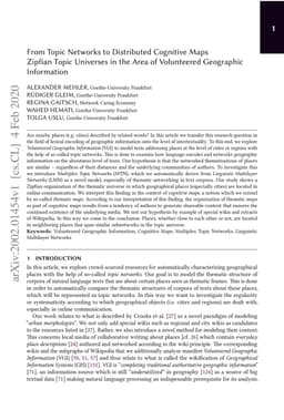 From Topic Networks to Distributed Cognitive Maps: Zipfian Topic
  Universes in the Area of Volunteered Geographic Information