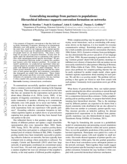 Generalizing meanings from partners to populations: Hierarchical
  inference supports convention formation on networks