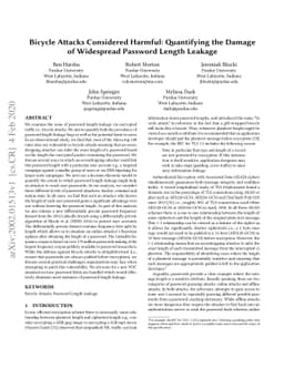 Bicycle Attacks Considered Harmful: Quantifying the Damage of Widespread
  Password Length Leakage