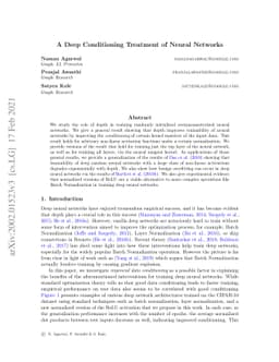 A Deep Conditioning Treatment of Neural Networks