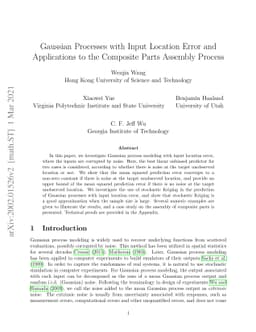 Gaussian Processes with Input Location Error and Applications to the
  Composite Parts Assembly Process