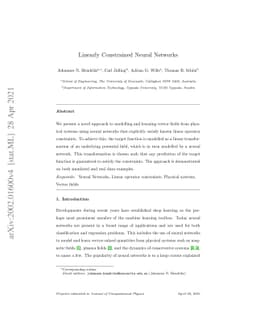 Linearly Constrained Neural Networks