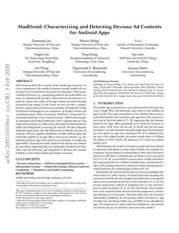 MadDroid: Characterising and Detecting Devious Ad Content for Android
  Apps