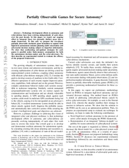 Partially Observable Games for Secure Autonomy