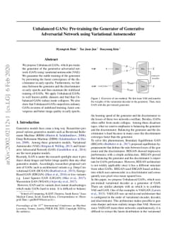 Unbalanced GANs: Pre-training the Generator of Generative Adversarial
  Network using Variational Autoencoder