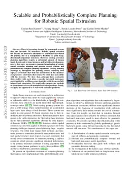 Scalable and Probabilistically Complete Planning for Robotic Spatial
  Extrusion