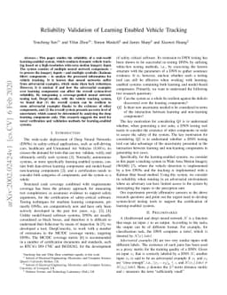 Reliability Validation of Learning Enabled Vehicle Tracking
