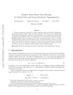 Explicit Mean-Square Error Bounds for Monte-Carlo and Linear Stochastic
  Approximation