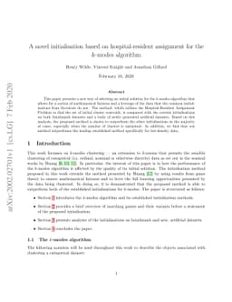 A novel initialisation based on hospital-resident assignment for the
  k-modes algorithm