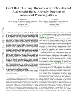 Can't Boil This Frog: Robustness of Online-Trained Autoencoder-Based
  Anomaly Detectors to Adversarial Poisoning Attacks