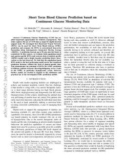 Short Term Blood Glucose Prediction based on Continuous Glucose
  Monitoring Data