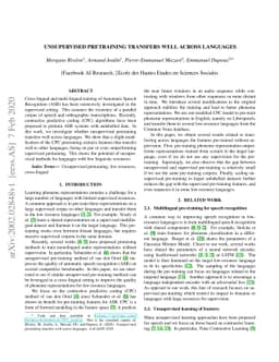 Unsupervised pretraining transfers well across languages