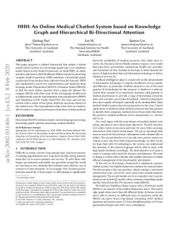 HHH: An Online Medical Chatbot System based on Knowledge Graph and
  Hierarchical Bi-Directional Attention