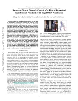 Recurrent Neural Network Control of a Hybrid Dynamic Transfemoral
  Prosthesis with EdgeDRNN Accelerator
