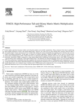 TSM2X: High-Performance Tall-and-Skinny Matrix-Matrix Multiplication on
  GPUs