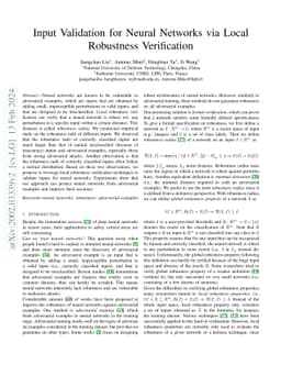 Input Validation for Neural Networks via Runtime Local Robustness
  Verification