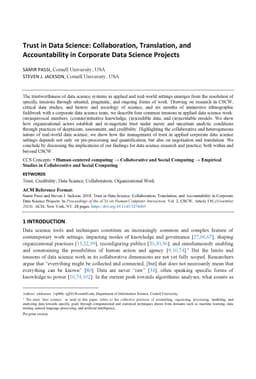 Trust in Data Science: Collaboration, Translation, and Accountability in
  Corporate Data Science Projects