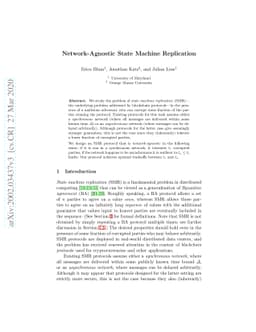 Network-Agnostic State Machine Replication