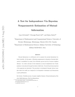 A Test for Independence Via Bayesian Nonparametric Estimation of Mutual
  Information
