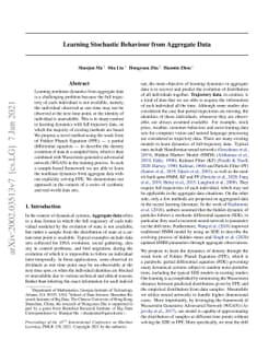Learning Stochastic Behaviour from Aggregate Data
