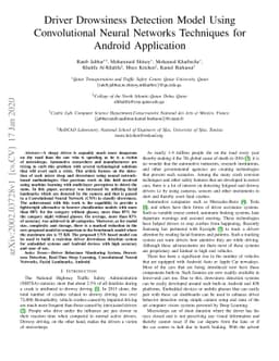 Driver Drowsiness Detection Model Using Convolutional Neural Networks
  Techniques for Android Application