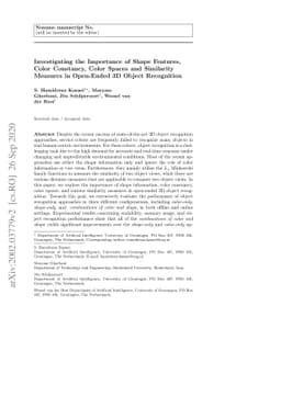 Investigating the Importance of Shape Features, Color Constancy, Color
  Spaces and Similarity Measures in Open-Ended 3D Object Recognition