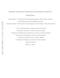 Automatic image-based identification and biomass estimation of
  invertebrates
