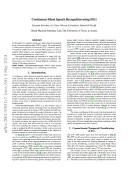 Continuous Silent Speech Recognition using EEG