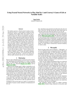 Using Fractal Neural Networks to Play SimCity 1 and Conway's Game of
  Life at Variable Scales