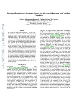 Playing to Learn Better: Repeated Games for Adversarial Learning with
  Multiple Classifiers