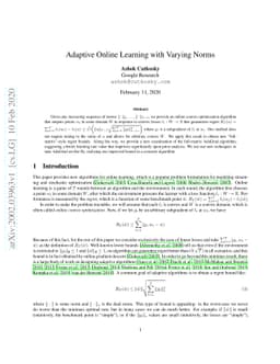 Adaptive Online Learning with Varying Norms