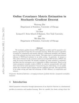 Online Covariance Matrix Estimation in Stochastic Gradient Descent