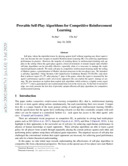 Provable Self-Play Algorithms for Competitive Reinforcement Learning