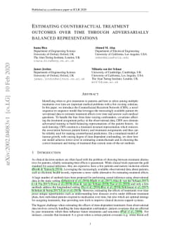 Estimating Counterfactual Treatment Outcomes over Time Through
  Adversarially Balanced Representations