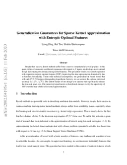 Generalization Guarantees for Sparse Kernel Approximation with Entropic
  Optimal Features