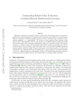 Confounding-Robust Policy Evaluation in Infinite-Horizon Reinforcement
  Learning