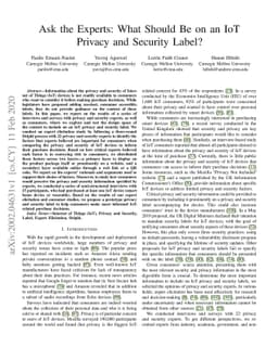 Ask the Experts: What Should Be on an IoT Privacy and Security Label?