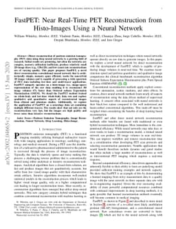 FastPET: Near Real-Time PET Reconstruction from Histo-Images Using a
  Neural Network